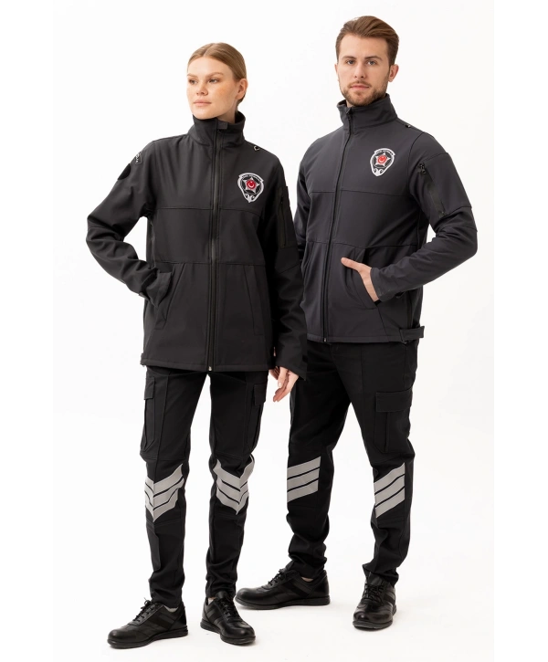 Güvenlik Kıyafetleri Km-softshell Mont Su Ve Rüzgar Geçirmez, Nefes Alabilen Özel Güvenlik Montu