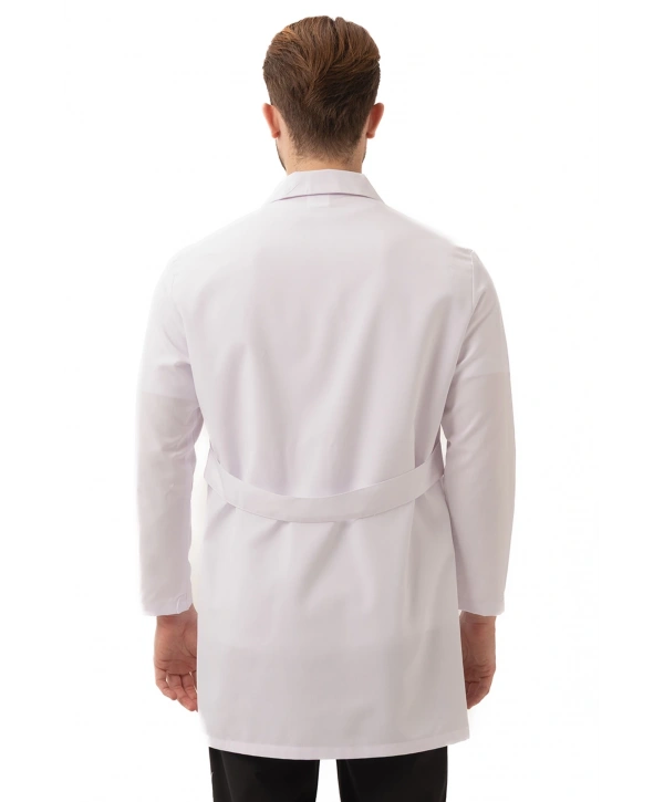 Hedera Erkek Önlük Beyaz Renk Düğmeli Uzun Kollu Temiz Görünümlü Profesyonel İş Önlüğü