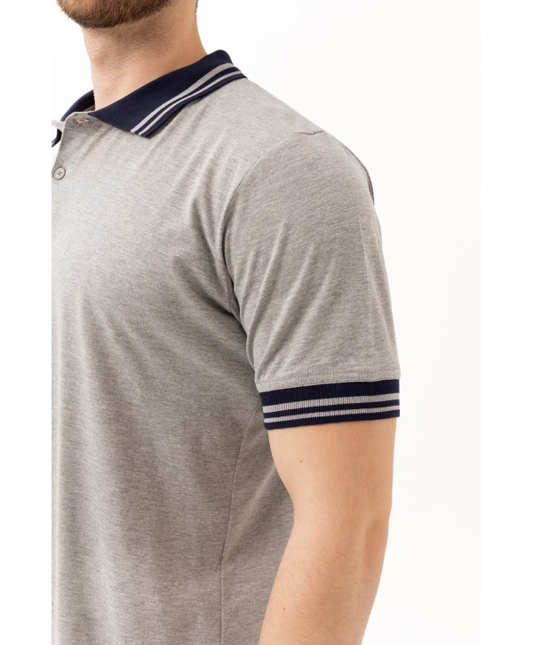 Hornet Polo Tişört - Şeritli Yaka Ve Kol Detaylı Erkek Polo Tişört Şık Tasarım