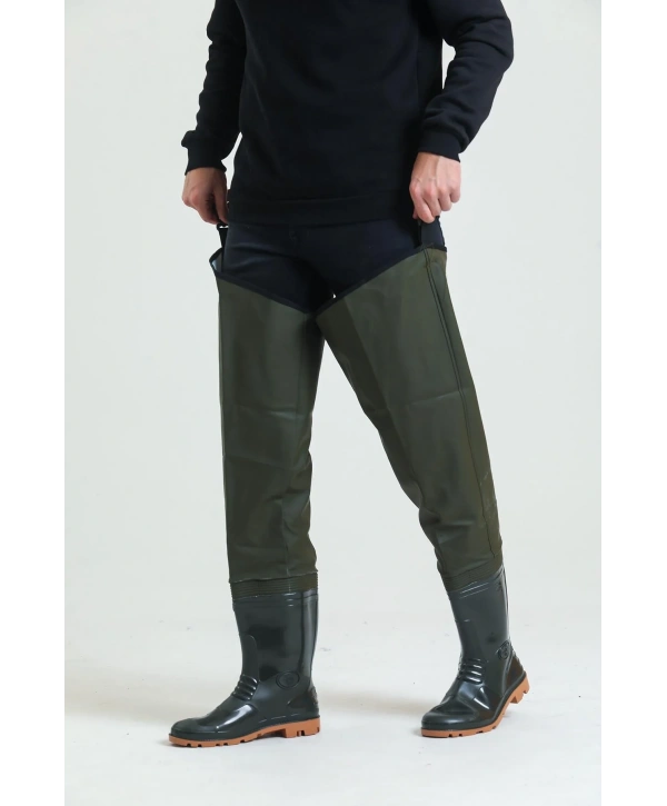 Kasık Çizme İkç 1650 Su Geçirmez Dayanıklı Av Ve Balıkçı Çizmesi Haki Renk