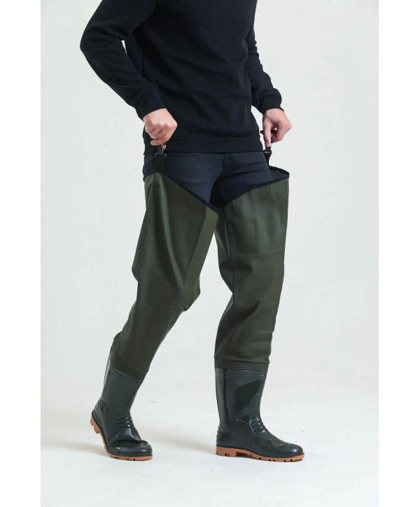 Kasık Çizme İkç 1650 Su Geçirmez Dayanıklı Av Ve Balıkçı Çizmesi Haki Renk