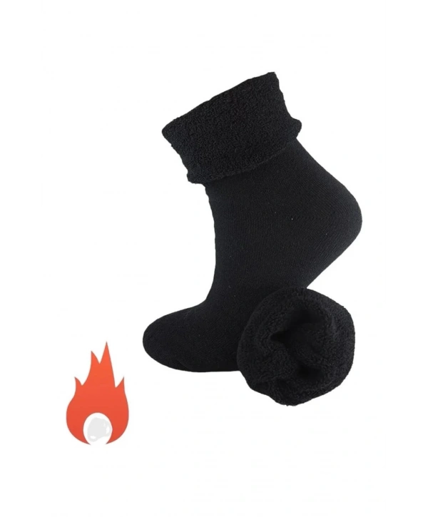 Kışlık Kalın Tabanlı Havlu Yünlü Sıcak Tutucu Çorap