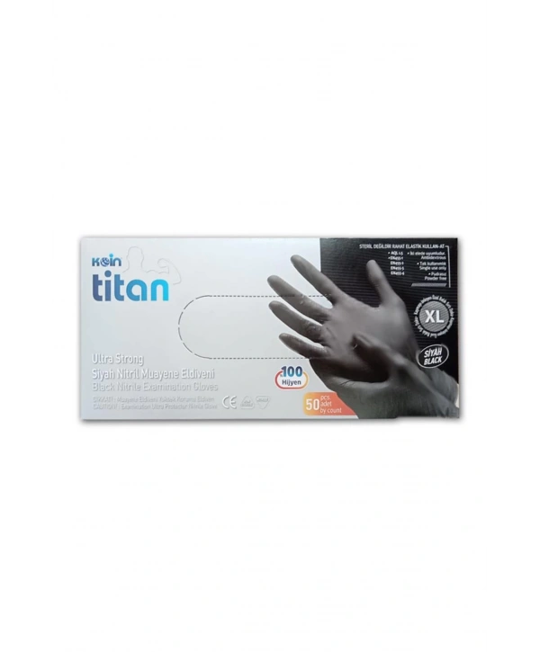 Koin Titan Siyah Nitril Eldiven Tozsuz Dayanıklı Ve Hijyenik Xl 50’li