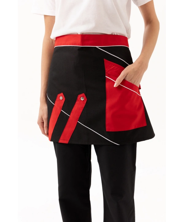 Laurus Servis Önlüğü Siyah-kırmızı-beyaz