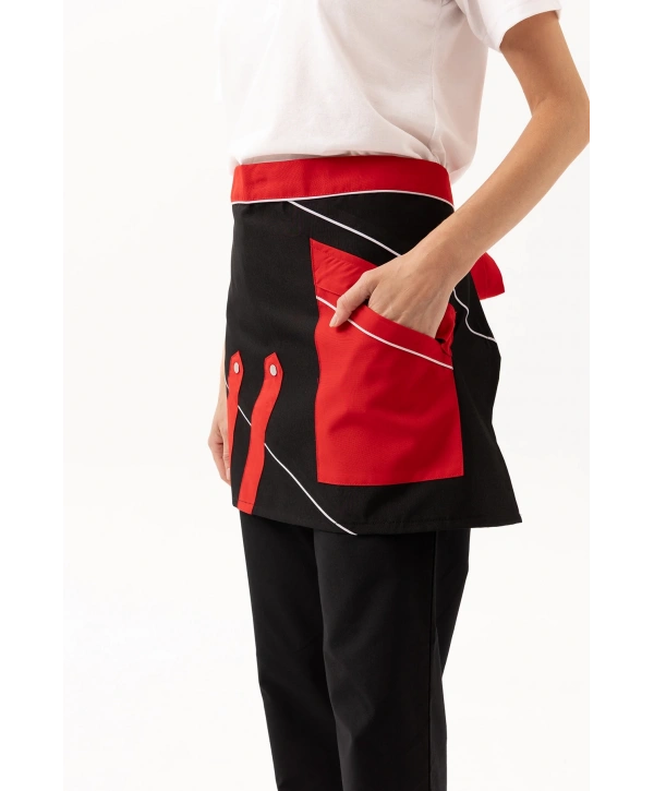 Laurus Servis Önlüğü Siyah-kırmızı-beyaz
