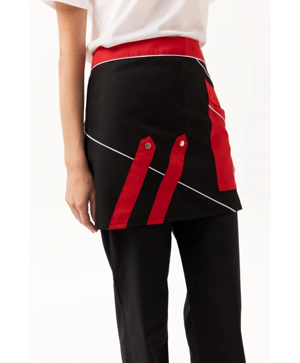 Laurus Servis Önlüğü Siyah-kırmızı-beyaz