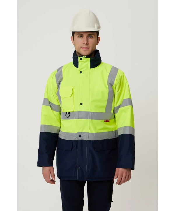 Linum Reflektörlü İş Güvenliği Parkası - Su Ve Rüzgar Geçirmez, Yüksek Görünürlüklü Kışlık Mont