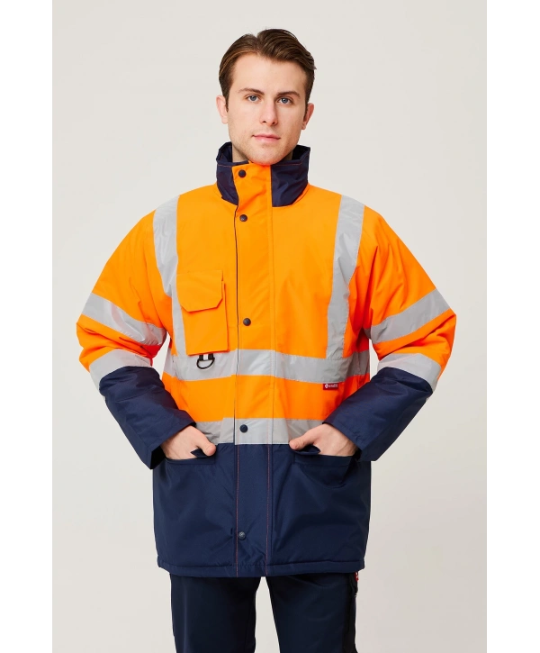 Linum Reflektörlü İş Güvenliği Parkası - Su Ve Rüzgar Geçirmez, Yüksek Görünürlüklü Kışlık Mont
