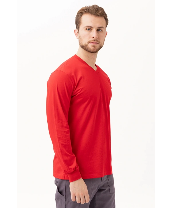 Padus V Yaka Uzun Kollu T-shirt - Rahat Kesim, Günlük Ve İş Kullanımı İçin