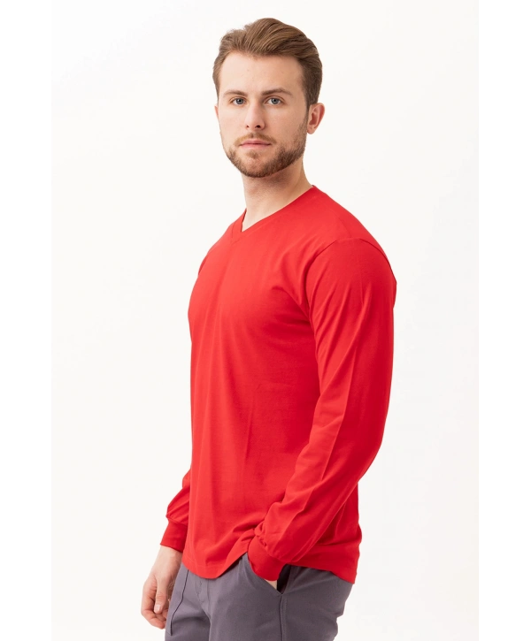 Padus V Yaka Uzun Kollu T-shirt - Rahat Kesim, Günlük Ve İş Kullanımı İçin
