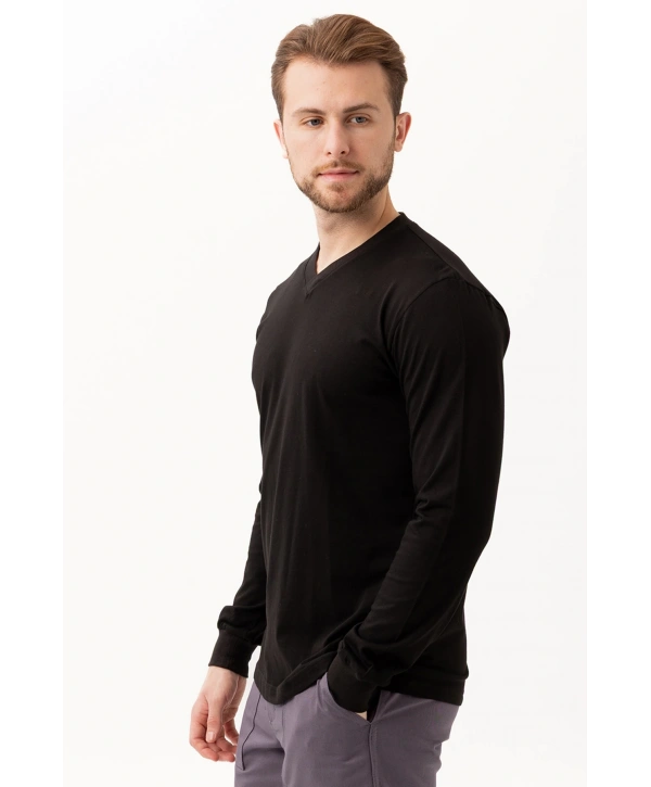 Padus V Yaka Uzun Kollu T-shirt - Rahat Kesim, Günlük Ve İş Kullanımı İçin