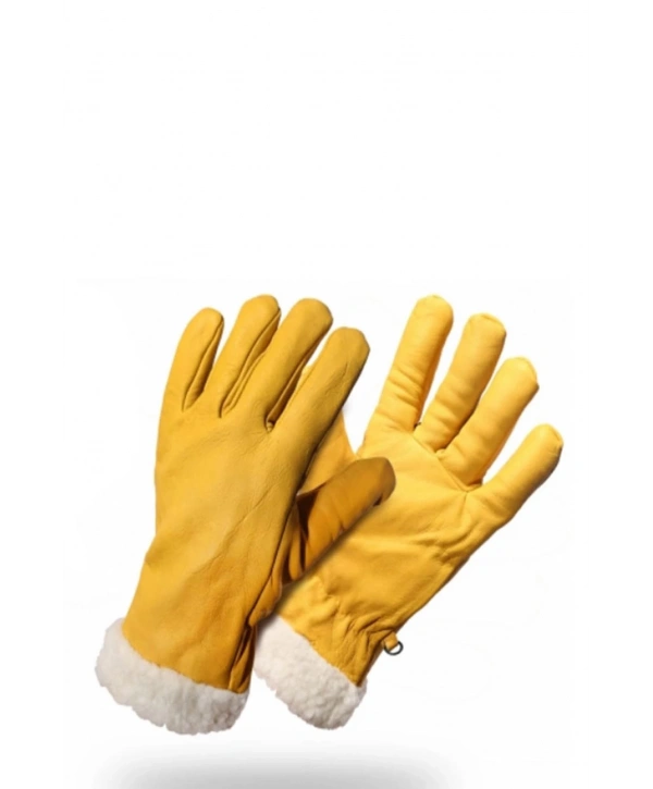 Shd İçi Kürklü Deri Eldiven Soğuk Havalara Uygun Isı Yalıtımlı Termal Astar Destekli Koruyucu Eldiven