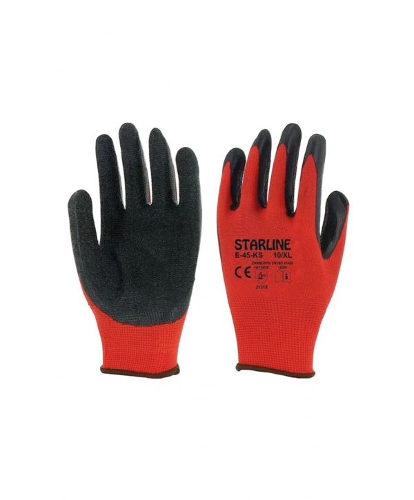 Starline E-45 Lateks Kaplamalı Tırtıklı İş Eldiveni Yüksek Kavrama Dayanıklı Ve Konforlu Kullanım