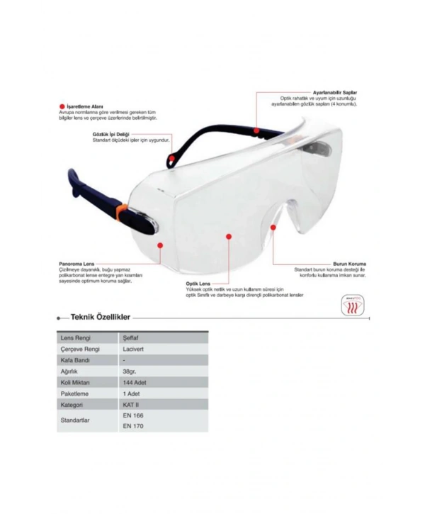 Starline G-039a-c Şeffaf Camlı Antifog Özellikli İş Güvenliği Gözlüğü