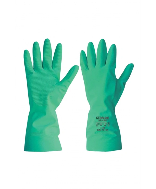 Starline Stl 1513 Kimyasal Eldiven Asit Baz Ve Yağlara Dayanıklı Nitril Kaplama Koruyucu Eldiven