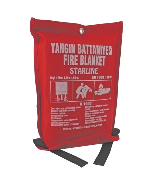 Starline Yangın Battaniyesi 150x180 Cm En 1869:1997 Sertifikalı Isıya Dayanıklı Acil Durum Güvenlik Ürünü