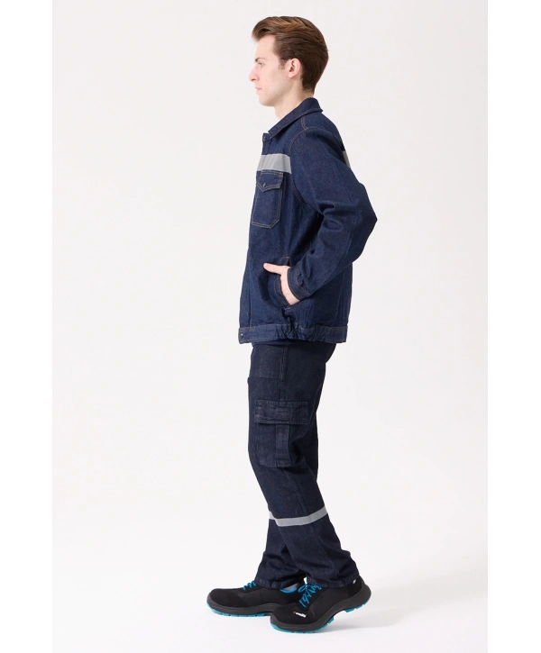 Tulipa Kot Mont Erkek İş Güvenliği Reflektörlü Dayanıklı Denim Ceket