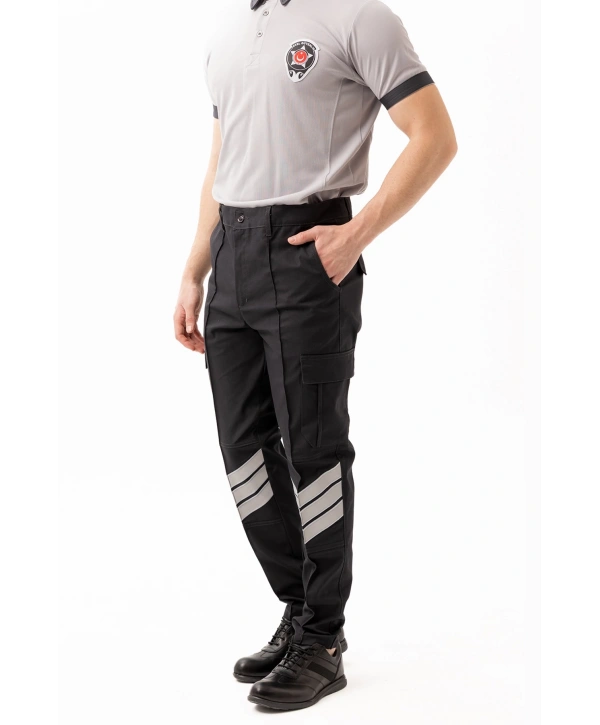 Unisex Güvenlik Kıyafeti Km Pantolon Reflektörlü Cepli Dayanıklı Kumaş Özel Güvenlik Personel Pantolonu