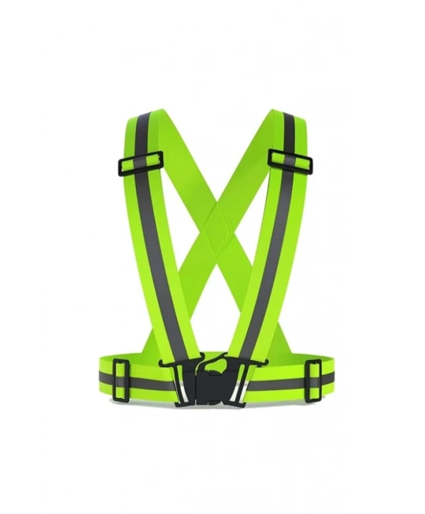 Yelek: Pratik İkaz Yeleği-tokalı Esnek Kumaş F.yeşil