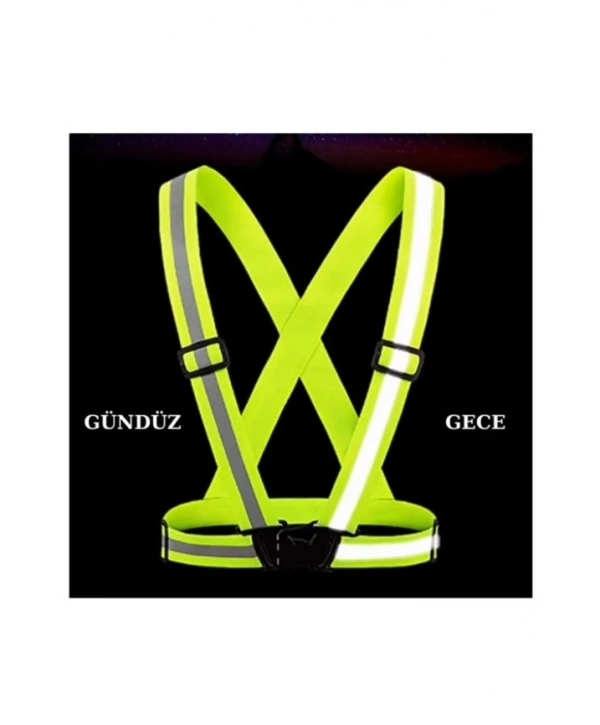 Yelek: Pratik İkaz Yeleği-tokalı Esnek Kumaş F.yeşil