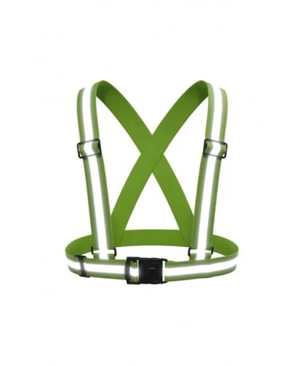 Yelek: Pratik İkaz Yeleği-tokalı Esnek Kumaş F.yeşil