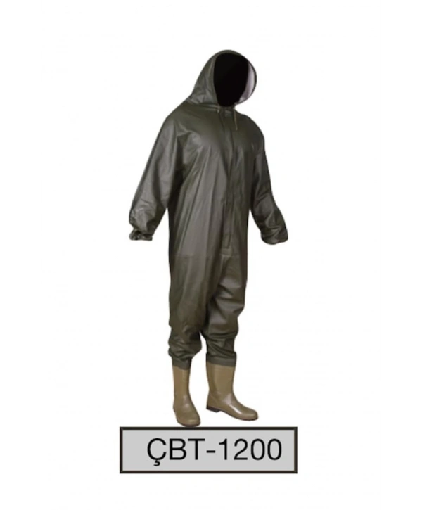 Yerli Çizme Kapüşonlu Boy Tulum Çbt 1200 Su Geçirmez Tulum Yağmurluk Takım Balıkçı Bahçıvan