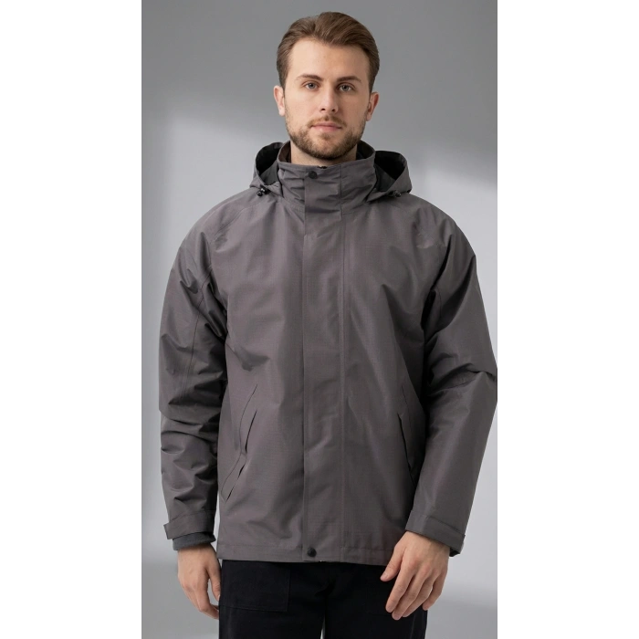 Erkek Kışlık Parka Çıkarılabilir Polarlı Suya Dayanıklı Rüzgar Geçirmez 3ü 1 Arada Mont