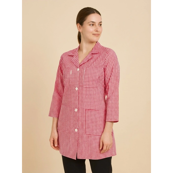 Uzun Kollu Pötikare Desenli Kadın Çalışma Önlüğü – Dayanıklı, Rahat Model