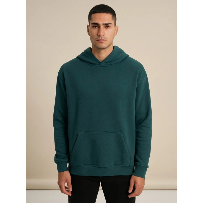 Sanfords Erkek Kordonsuz Kapüşonlu Sweatshirt Hoodie Regular Fit Kanguru Cepli