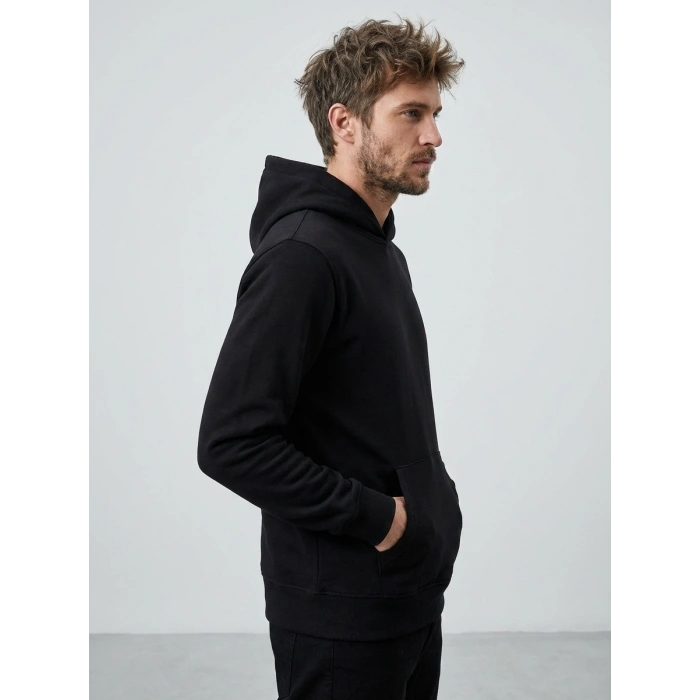 Sanfords Erkek Kordonsuz Kapüşonlu Sweatshirt Hoodie Regular Fit Kanguru Cepli