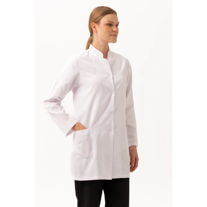 Adiantum Kadın Doktor Öğretmen Laboratuvar Önlüğü - Beyaz, Uzun Kollu, Rahat Kesim