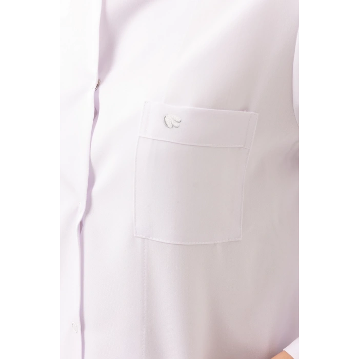 Adiantum Kadın Doktor Öğretmen Laboratuvar Önlüğü - Beyaz, Uzun Kollu, Rahat Kesim