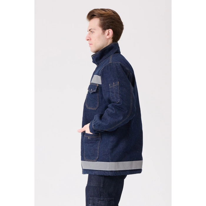 Buhara Mont Kot Kumaş Reflektörlü İş Montu Kışlık Erkek Soğuk Hava Dayanıklı Dış Giyim