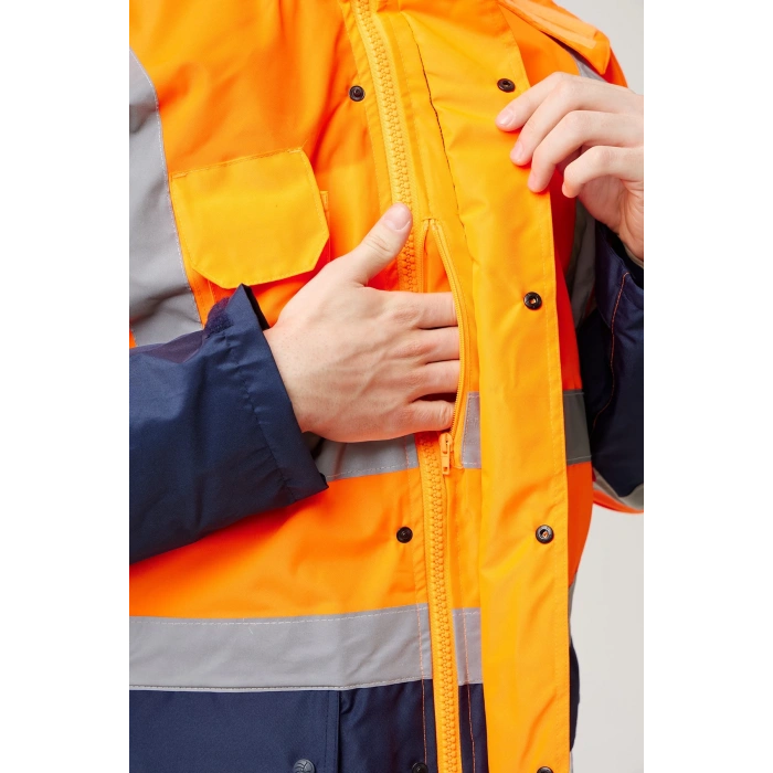 Eradium 5n1 Reflektörlü İş Güvenliği Parkası - Su Ve Rüzgar Geçirmez, Yüksek Görünürlüklü Kışlık Mont