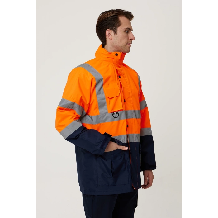 Eradium 5n1 Reflektörlü İş Güvenliği Parkası - Su Ve Rüzgar Geçirmez, Yüksek Görünürlüklü Kışlık Mont