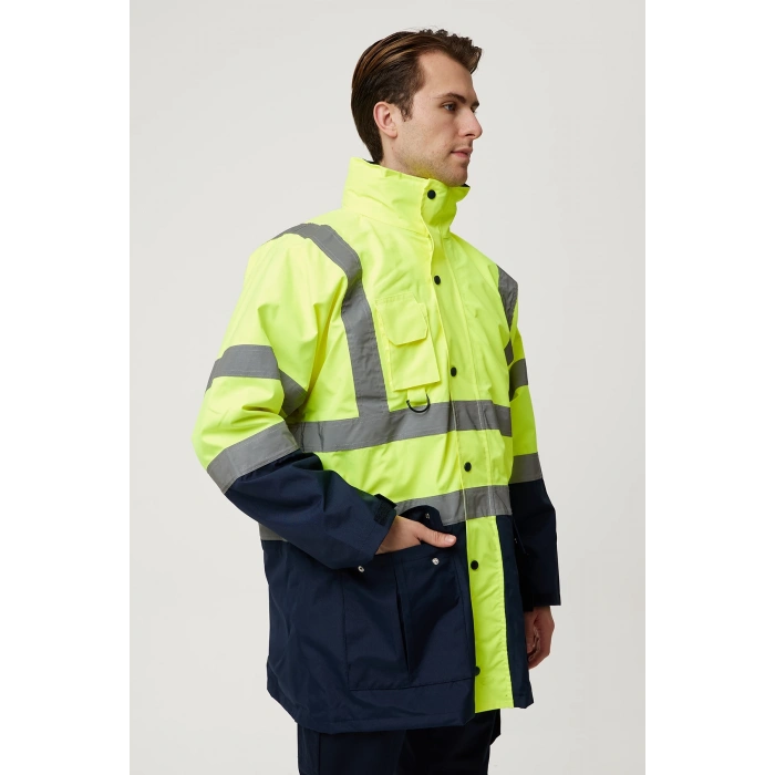 Eradium 5n1 Reflektörlü İş Güvenliği Parkası - Su Ve Rüzgar Geçirmez, Yüksek Görünürlüklü Kışlık Mont
