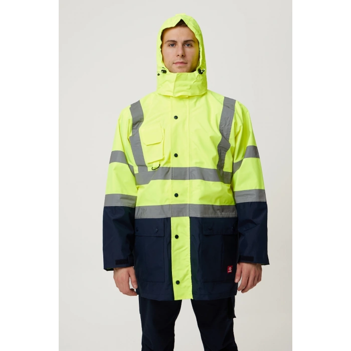 Eradium 5n1 Reflektörlü İş Güvenliği Parkası - Su Ve Rüzgar Geçirmez, Yüksek Görünürlüklü Kışlık Mont
