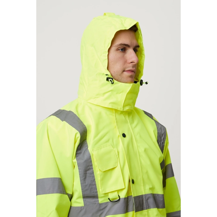 Eradium 5n1 Reflektörlü İş Güvenliği Parkası - Su Ve Rüzgar Geçirmez, Yüksek Görünürlüklü Kışlık Mont