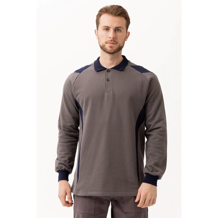 Flora Polo Yaka Sweatshirt - Uzun Kollu, Rahat Kesim, Pamuklu, Günlük Ve İş Kullanımı İçin