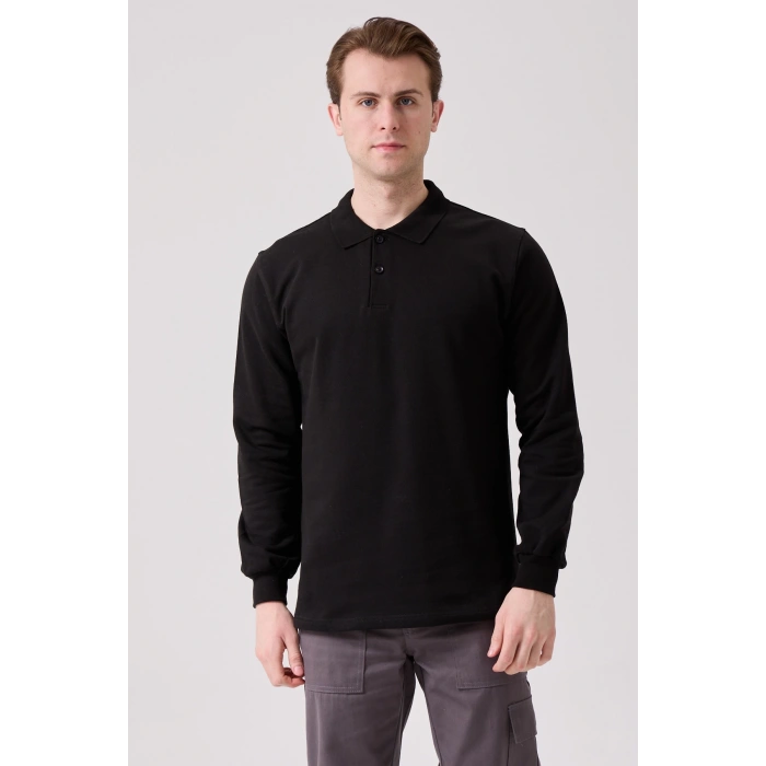 Galanthus Polo Sweat Erkek Uzun Kollu Pamuklu Sweatshirt İş Ve Günlük Kullanım İçin