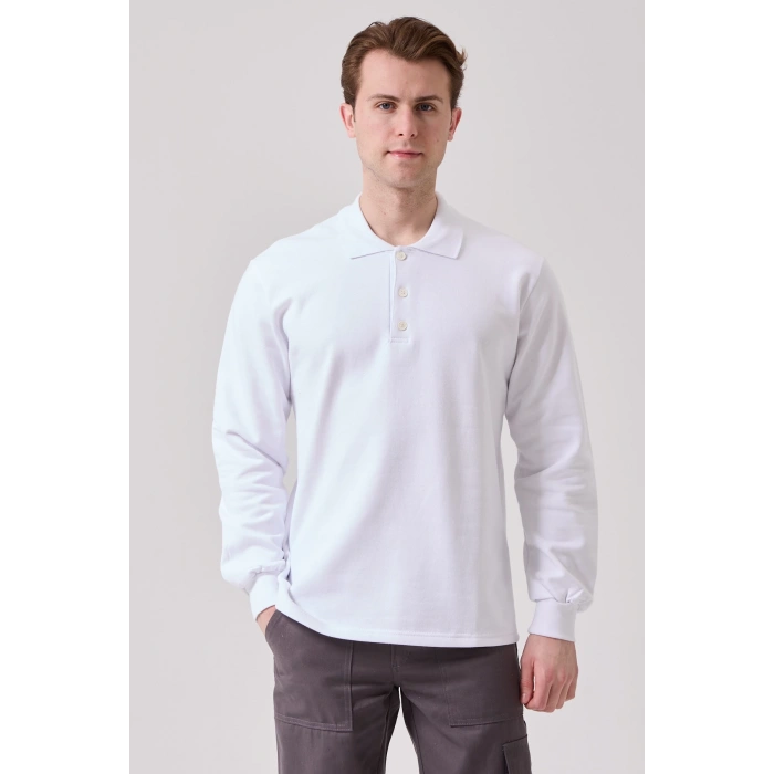 Galanthus Polo Sweat Erkek Uzun Kollu Pamuklu Sweatshirt İş Ve Günlük Kullanım İçin