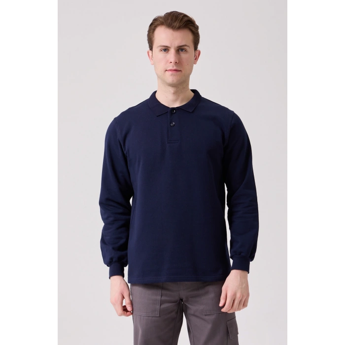 Galanthus Polo Sweat Erkek Uzun Kollu Pamuklu Sweatshirt İş Ve Günlük Kullanım İçin