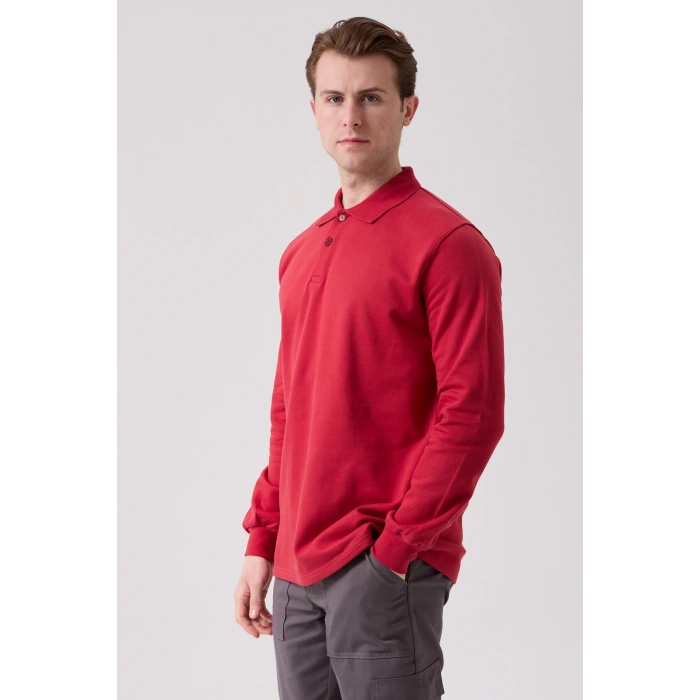 Galanthus Polo Sweat Erkek Uzun Kollu Pamuklu Sweatshirt İş Ve Günlük Kullanım İçin