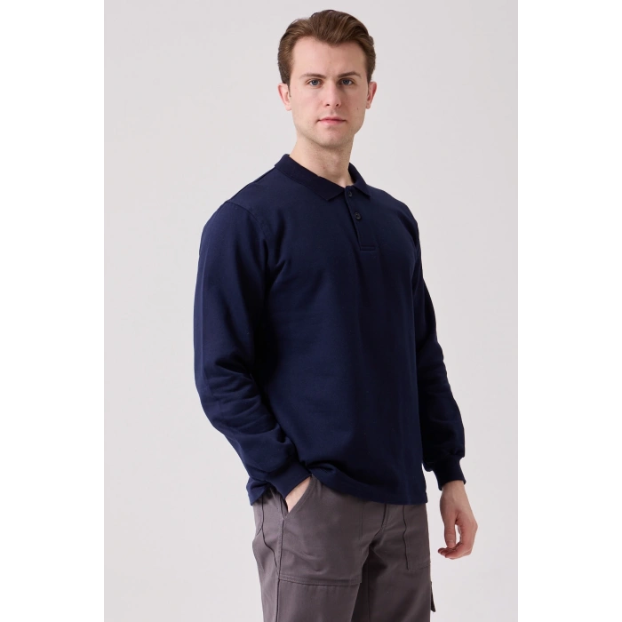 Galanthus Polo Sweat Erkek Uzun Kollu Pamuklu Sweatshirt İş Ve Günlük Kullanım İçin