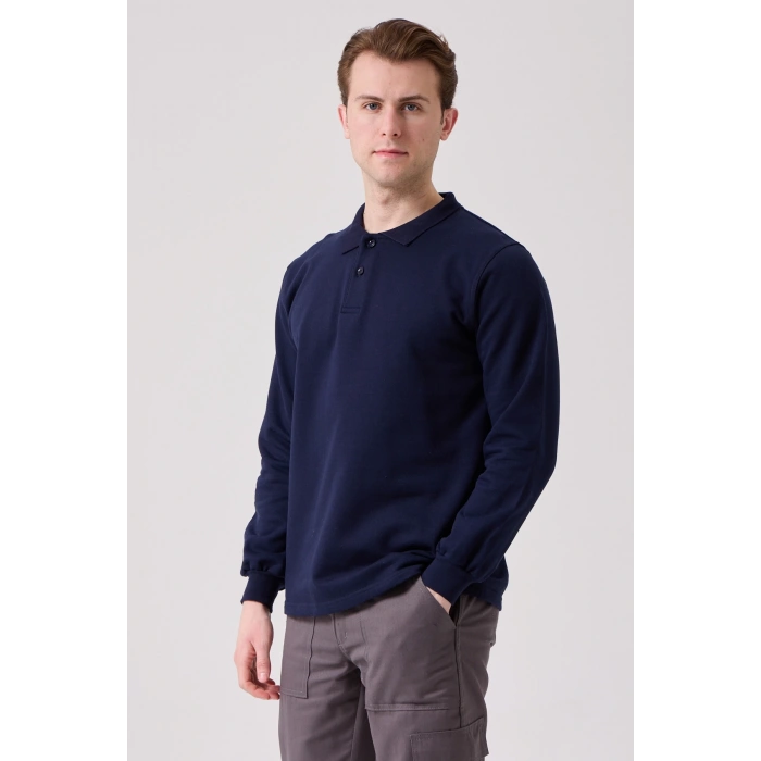 Galanthus Polo Sweat Erkek Uzun Kollu Pamuklu Sweatshirt İş Ve Günlük Kullanım İçin