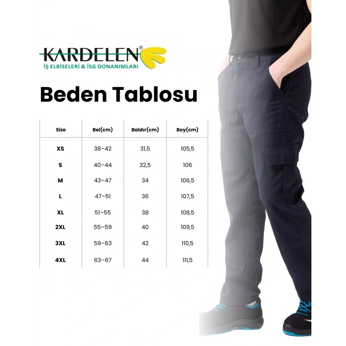 Galanthus Technic Pantolon Erkek Gri Kargo Cepli Rahat Kalıp Dayanıklı İş Pantolonu