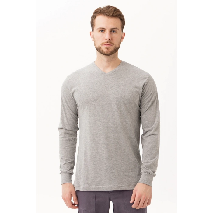 Gaura V Yaka Uzun Kollu T-shirt - Pamuklu, Nefes Alabilir, Rahat Kesim, Günlük Ve İş Kullanımı İçin