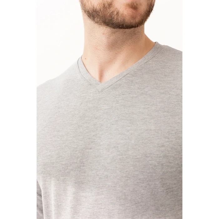 Gaura V Yaka Uzun Kollu T-shirt - Pamuklu, Nefes Alabilir, Rahat Kesim, Günlük Ve İş Kullanımı İçin