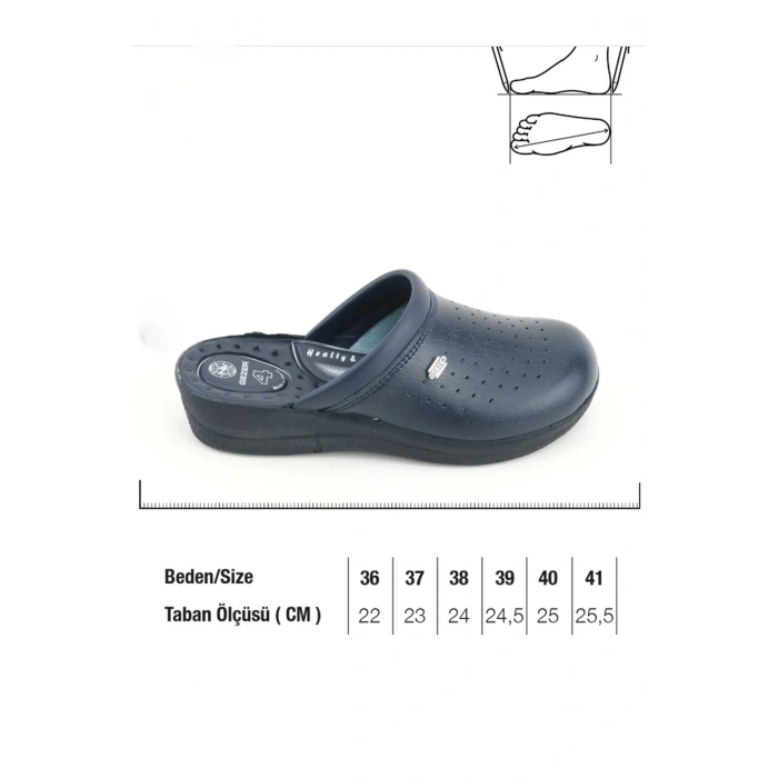 Gezer Sabo Terlik 4 Nokta Destekli Ortopedik Hemşire Aşçı Terliği Lacivert