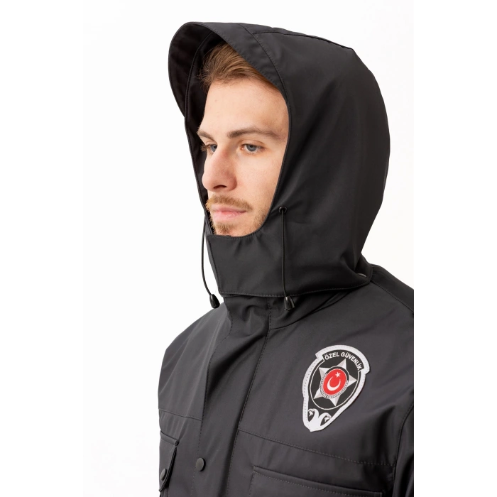 Güvenlik Kıyafeti Km Kaban Soğuk Havalara Dayanıklı Reflektörlü Kışlık Mont Modeli